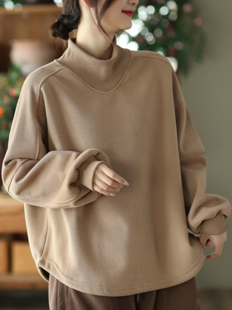 Langarmpullover Plus Fleece Casual Sweater Loose Top