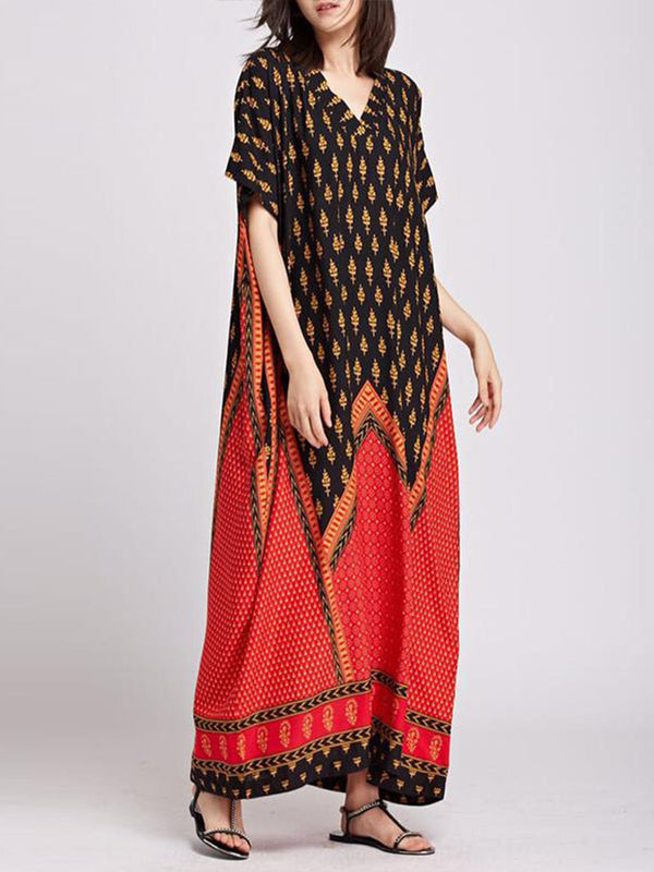 Robe longue à motifs d'art tribal