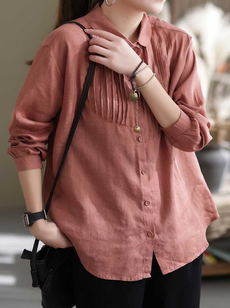 Give Me Reason Pleated Linen Shirt Top