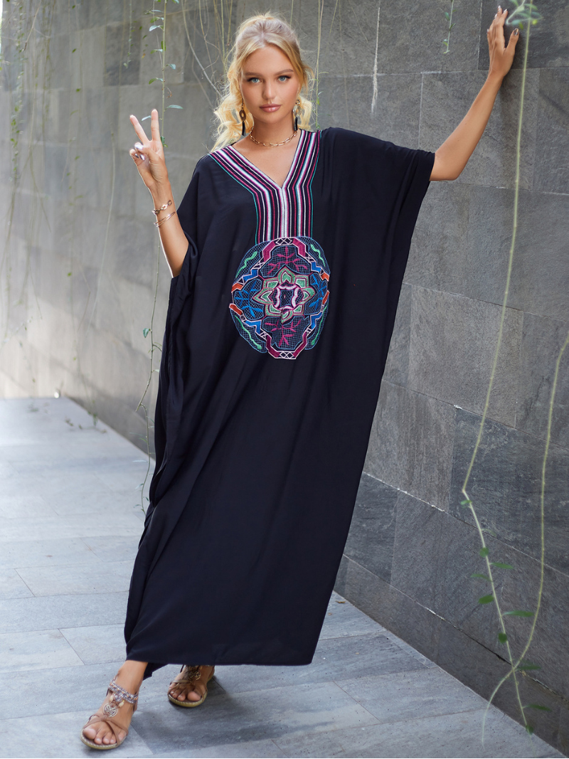 Robe caftan noire en rayonne All You Need