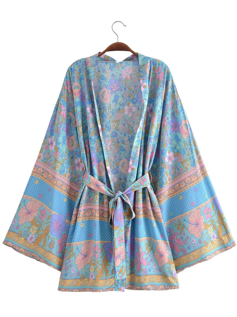 Down To Earth – Kurzer Kimono aus Baumwolle mit Blumenmuster