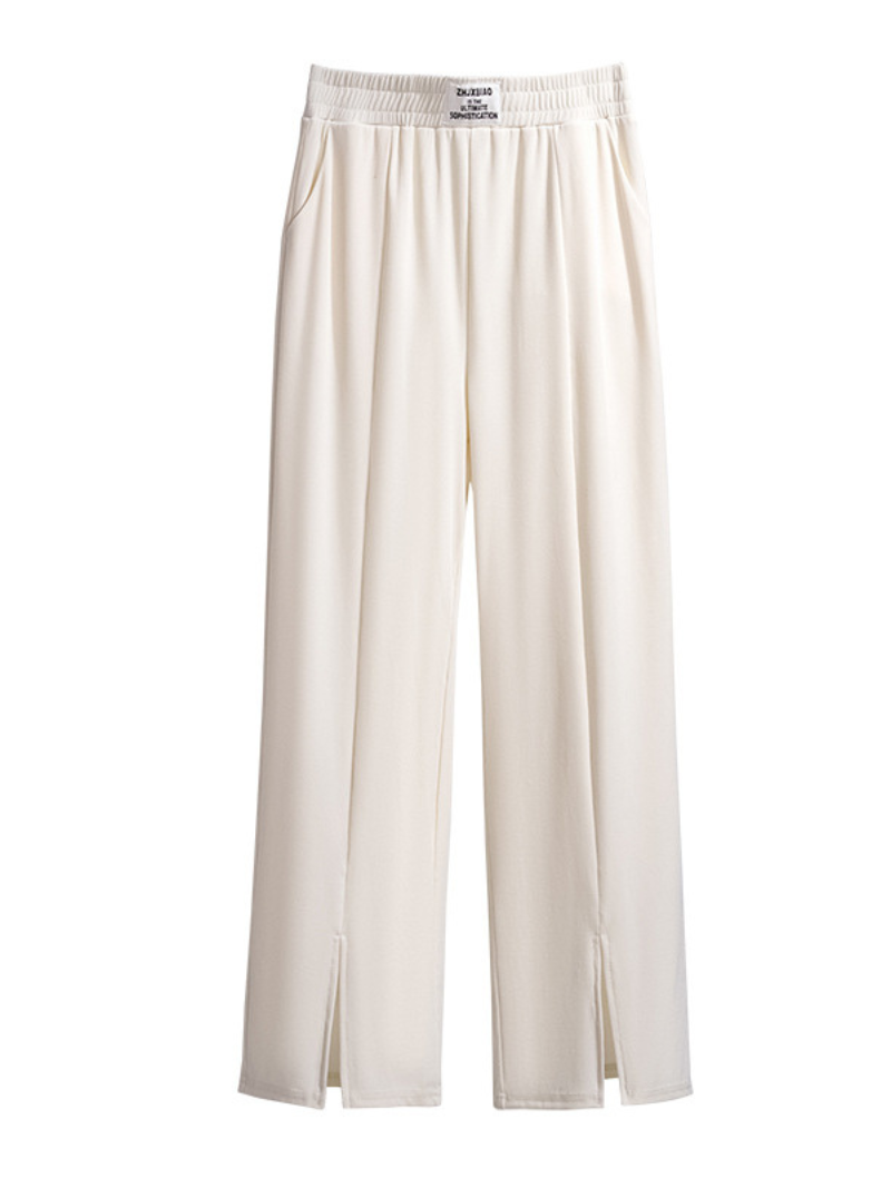 summer high waist straight pants loose ice silk trousers