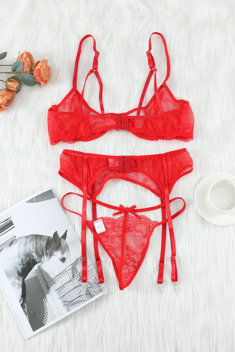 3Pcs Lace Bralette And Panty Set