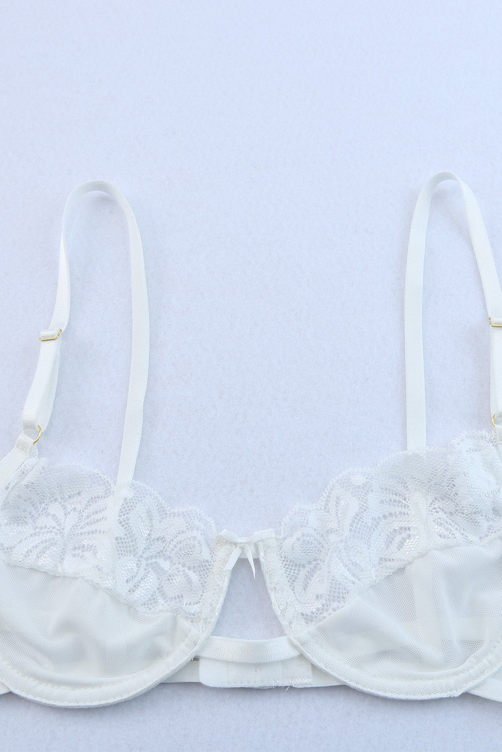 3-teiliges Dessous-Set aus Spitzennetz mit Strumpfhalter aus Federn