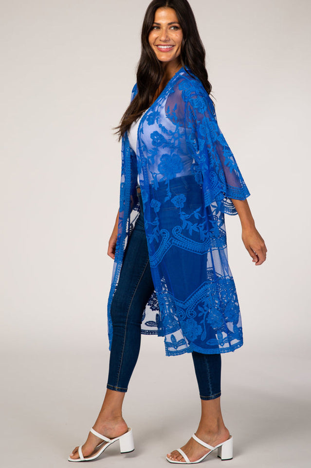 Hollow Out Lace Kimono Cover Up