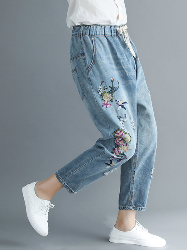 Pantalon confortable à motif floral