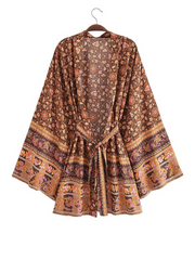 Veste kimono courte. Peignoir kimono court. Kimono imprimé bohème