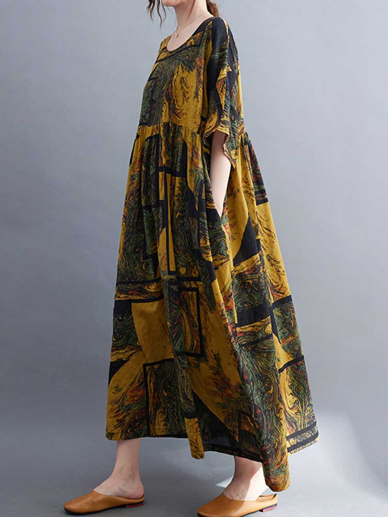 Robe à smocks imprimée Art Vibes