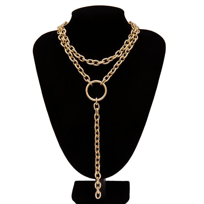 Hip Hop Rock Circle Long Chain Necklace