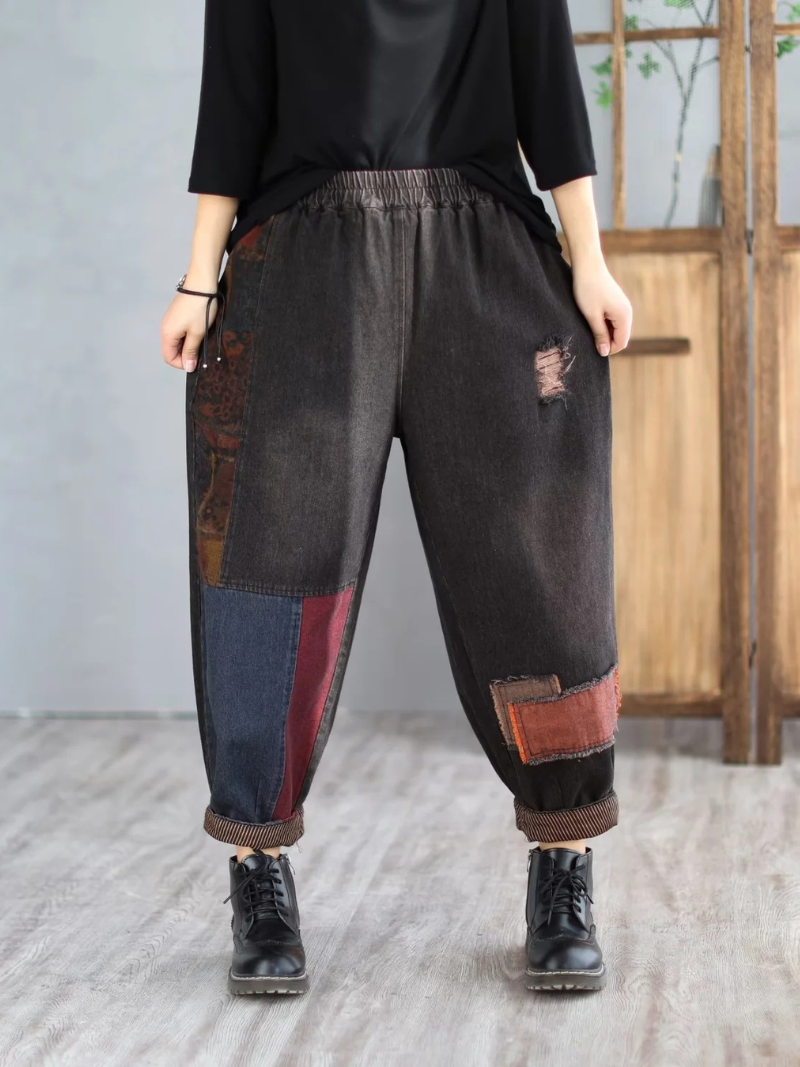 Pantalon en denim taille moyenne Stay Happy