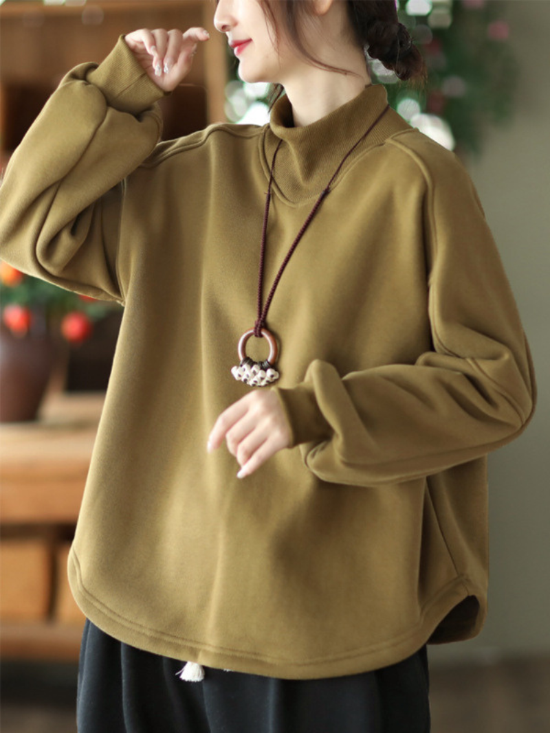 Langarmpullover Plus Fleece Casual Sweater Loose Top