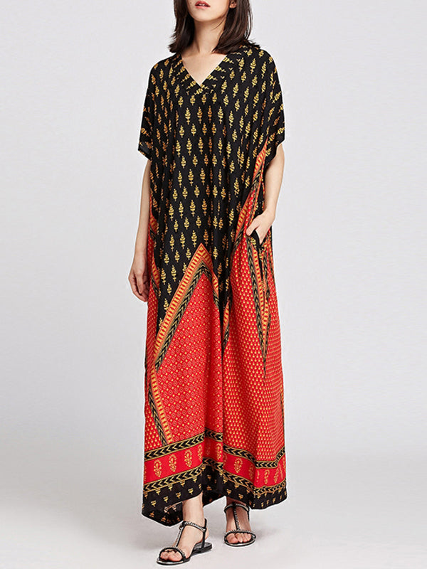 Maxikleid mit Tribal-Art-Motiv