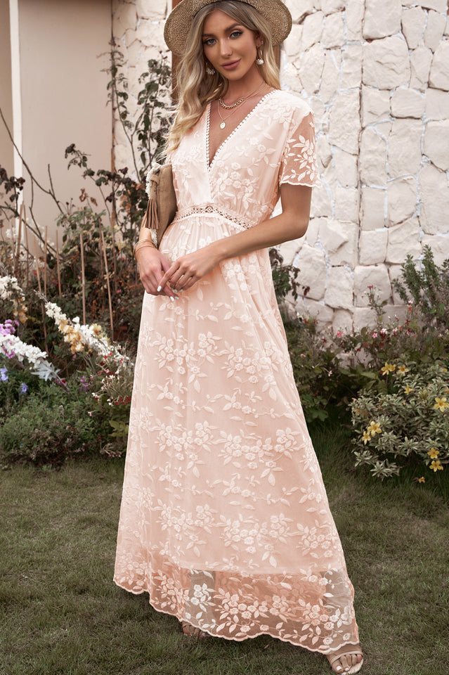 Emma Boho Floral Lace Maxi Dress