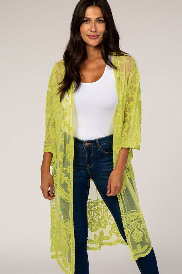 Hollow Out Lace Kimono Cover Up