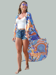 Enlighten Me Blue Polyester Kimono Jacket