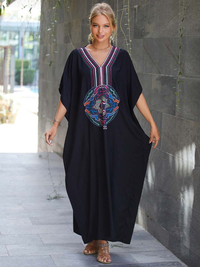 Robe caftan noire en rayonne All You Need