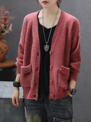 Pull cardigan à fil en avant