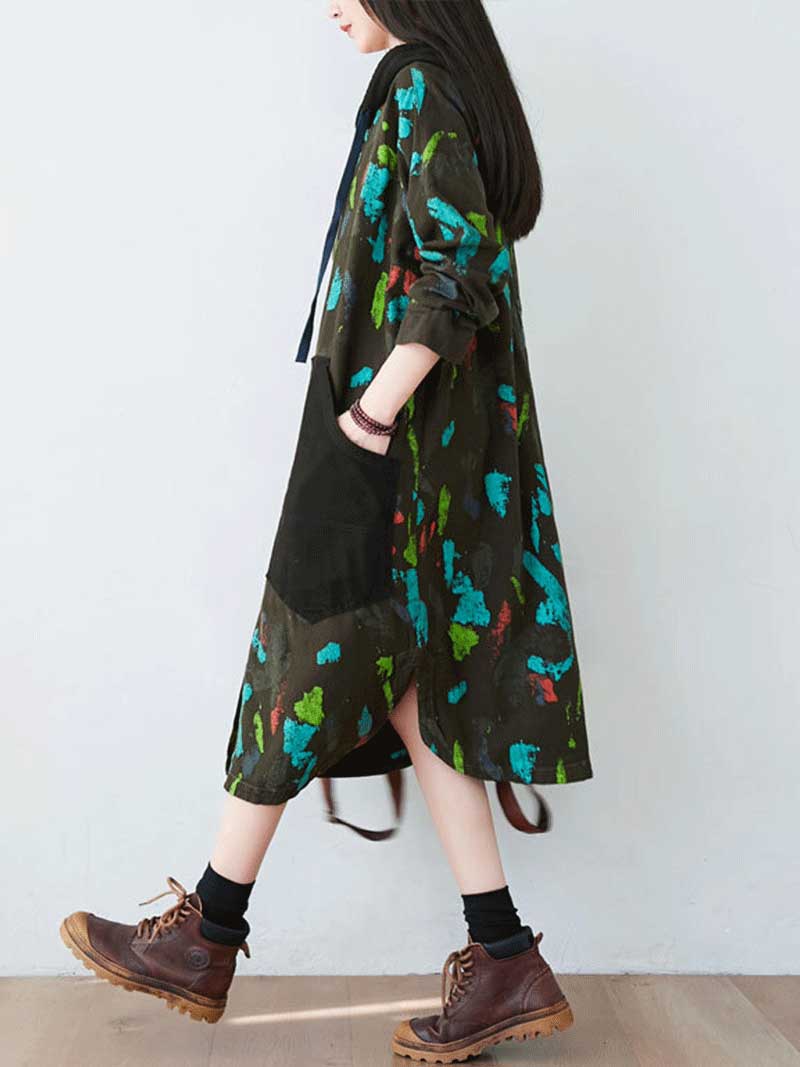 I believe in love Hooded Jacket Style Midi Dress