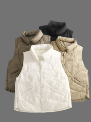 Casual Stand-up Collar Thickened Warm Vest Light Down Jacket Cotton-padded Sleeveless Short Jacket Dress