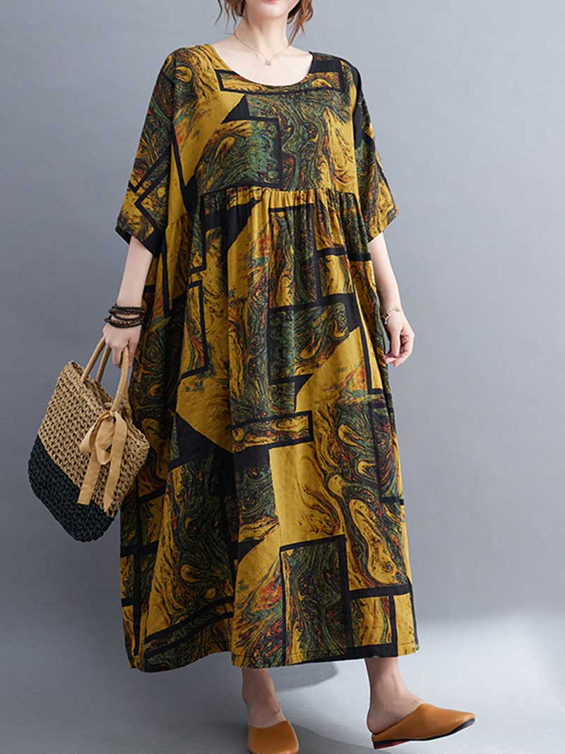 Art Vibes Printed Smock Dress