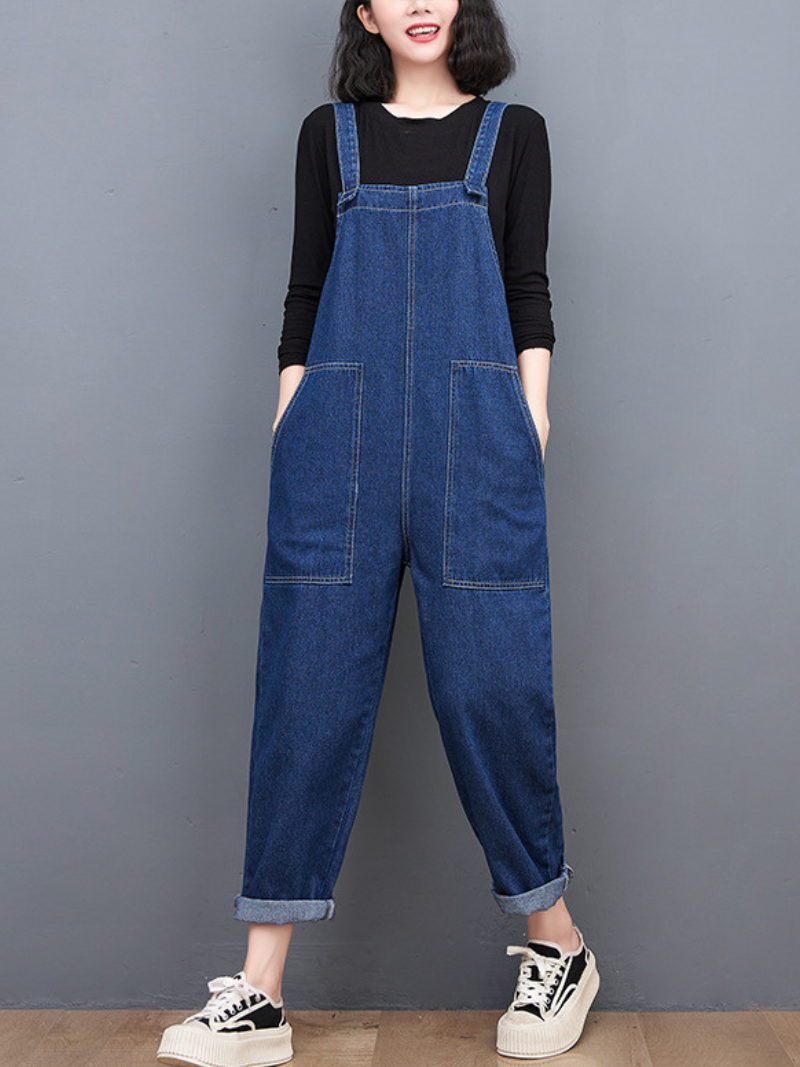 Jeans-Overall mit weitem Bein für Damen/Lässiger Jumpsuit/Sommer-Frühlings-Jumpsuit