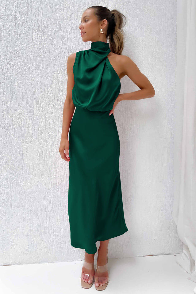 Halter Sleeveless Satin Bridesmaid Dress – DVL Shop