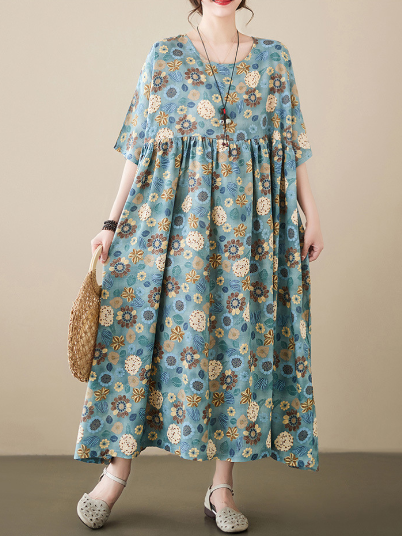 In My Dreams Round Neck Smock Dress