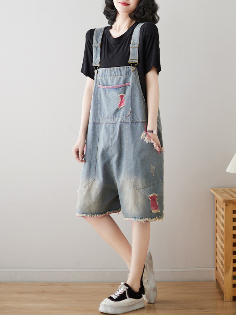 Wear Your Crown Denim High Waist Short Dungarees