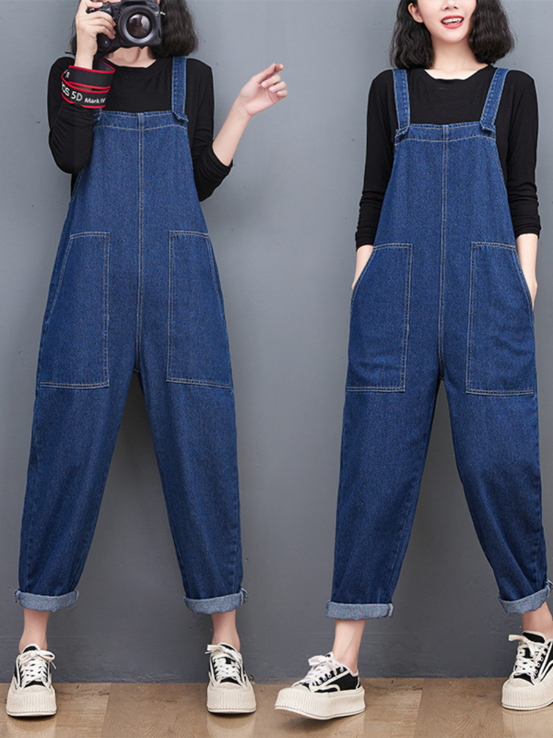 Jeans-Overall mit weitem Bein für Damen/Lässiger Jumpsuit/Sommer-Frühlings-Jumpsuit