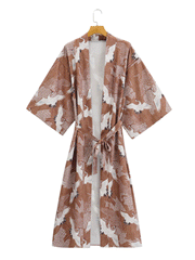Kranich-Druck mit Vögeln, verschiedene Farben, Polyester, langes Kleid, Kimono, Staubtuch, Robe