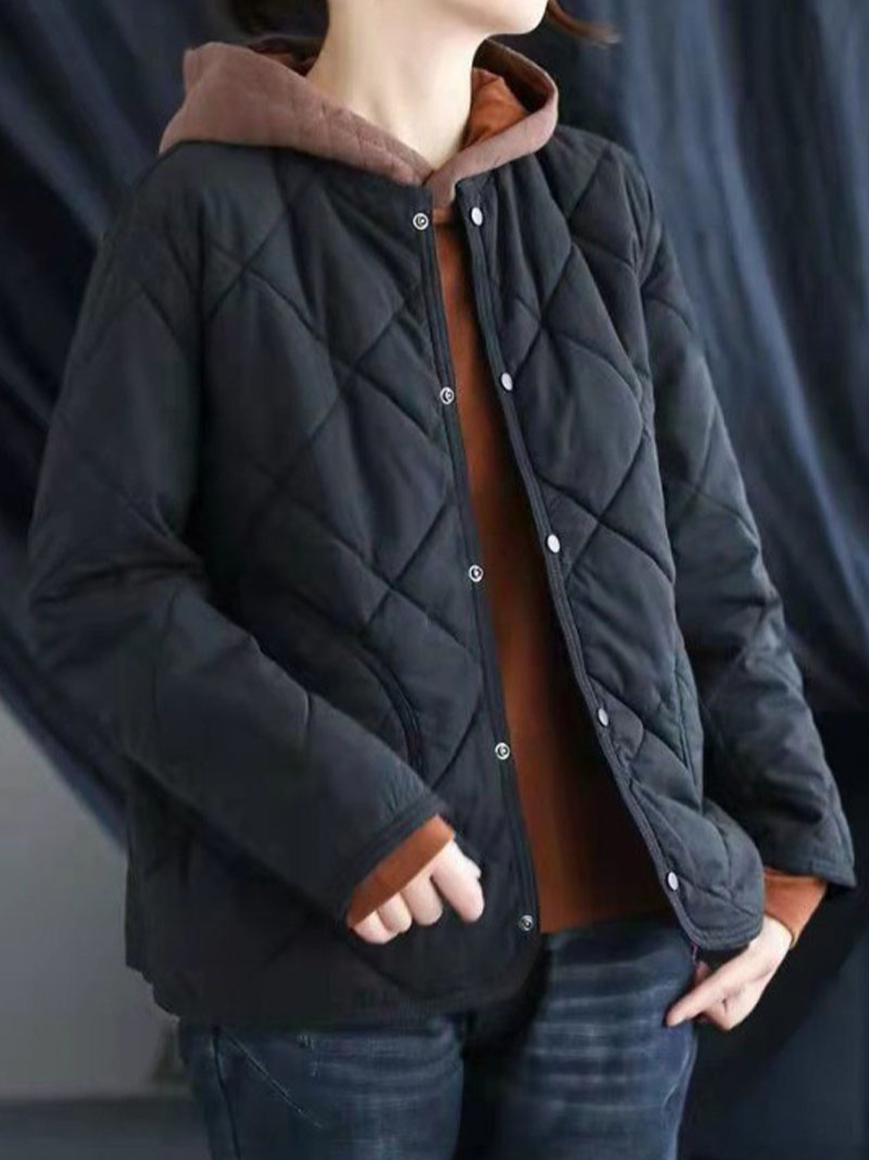 Casual Warm Thickened Short Coat Loose Button Padded Winter Short Coat Dress