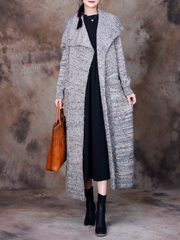 Classic Trench Lapel Belt Knitted Coat