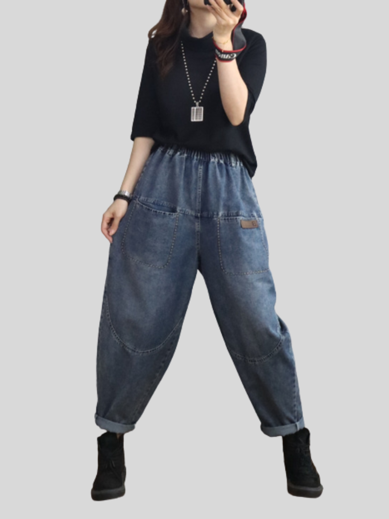 Loose Casual Denim Slim Harem Bottom Pants