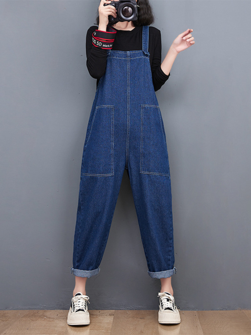 Jeans-Overall mit weitem Bein für Damen/Lässiger Jumpsuit/Sommer-Frühlings-Jumpsuit