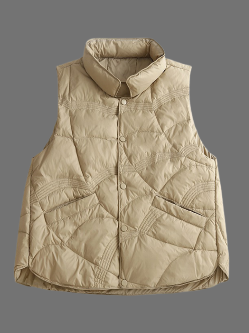 Casual Stand-up Collar Thickened Warm Vest Light Down Jacket Cotton-padded Sleeveless Short Jacket Dress