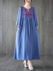 A-Linien-Kleid mit Stickerei und Tasche „Close Your Eyes“