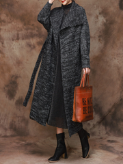 Classic Trench Lapel Belt Knitted Coat