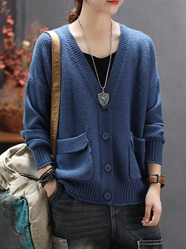 Pull cardigan à fil en avant