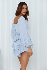 Square Neck Ruffle Long Sleeve Romper