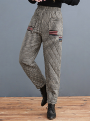 Thickened Warm Harem Pants Plaid Outer Wear Down Cotton Pants