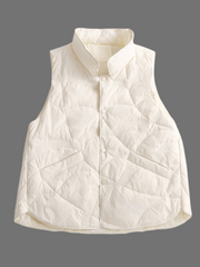 Casual Stand-up Collar Thickened Warm Vest Light Down Jacket Cotton-padded Sleeveless Short Jacket Dress