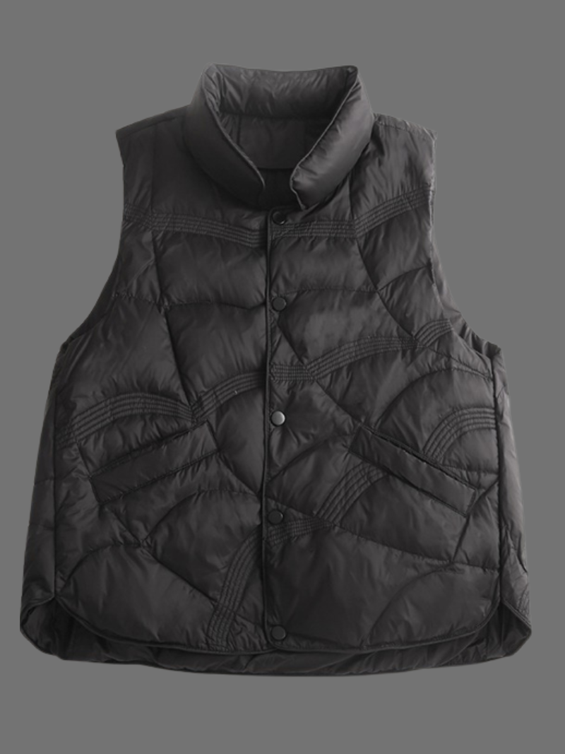 Casual Stand-up Collar Thickened Warm Vest Light Down Jacket Cotton-padded Sleeveless Short Jacket Dress