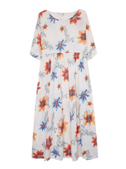 Belles robes à fleurs pour femmes, robe longue de plage à manches courtes multicolore