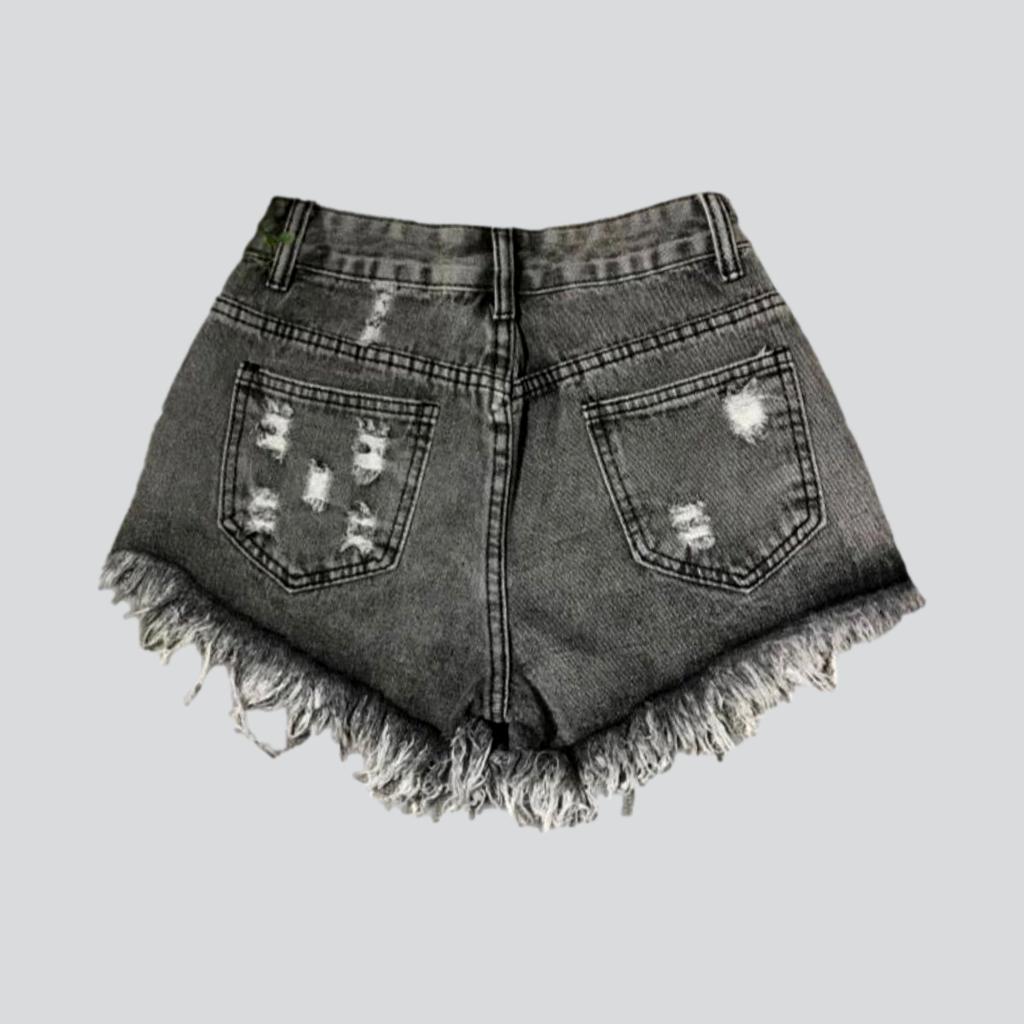 Y2k Distressed Damen Jeansshorts