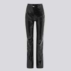 Pantalon en jean droit pour femme en tissu ciré