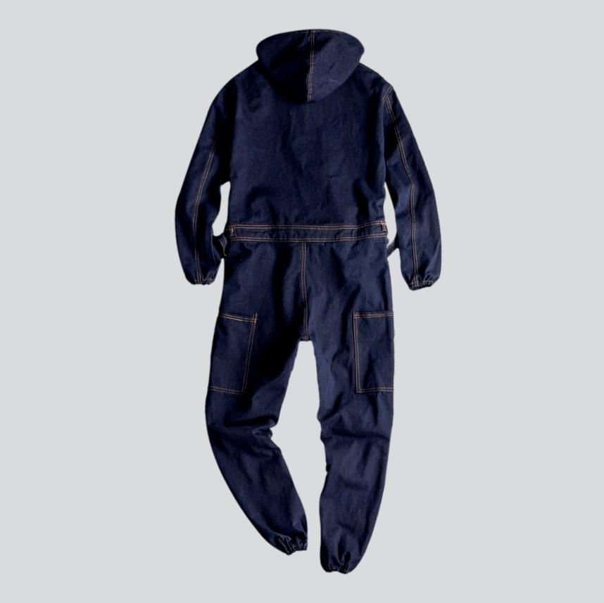 Workwear hooded men's denim overall