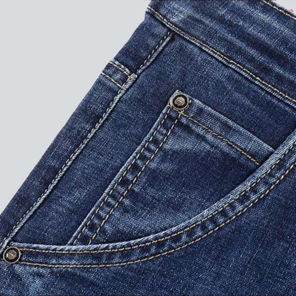 Whiskered medium wash men's jeans