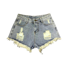 Y2k Distressed Damen Jeansshorts