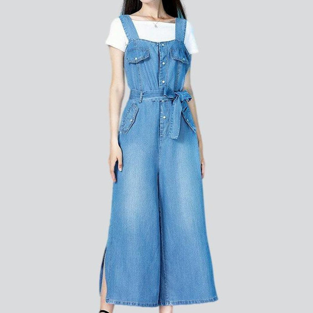 Wide-leg women's denim dungaree