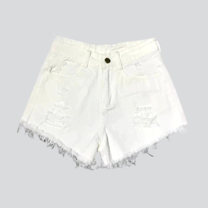 Y2k Distressed Damen Jeansshorts